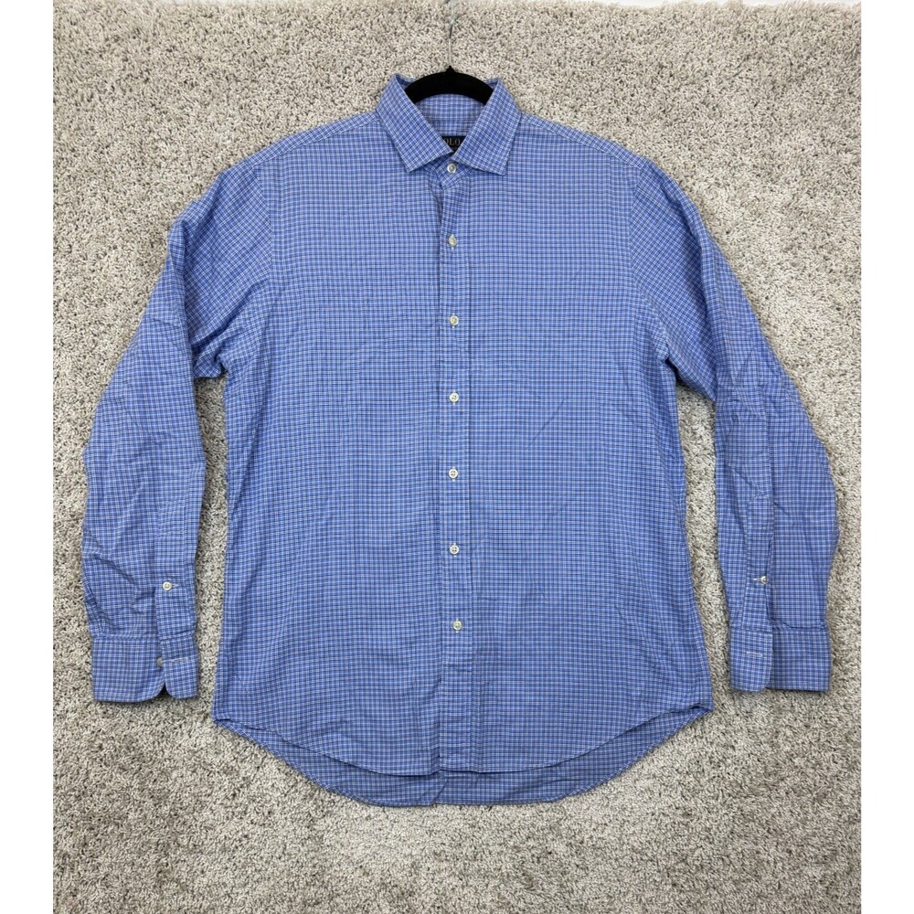 Polo Ralph Lauren Men's M Blue Plaid Check Button Down Shirt 100% Cotton